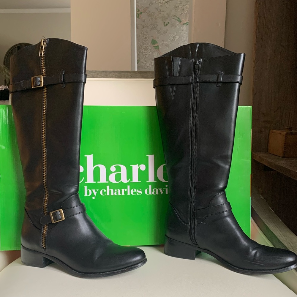 Charles by Charles David Black Leather Boots